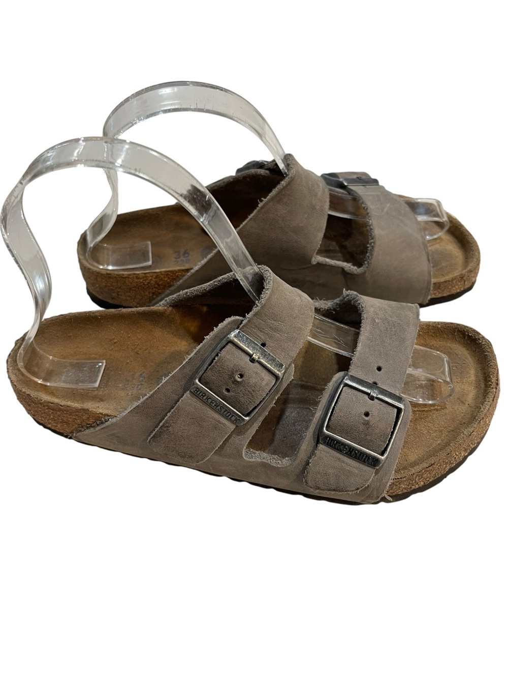 Birkenstock Arizona 2 Strap Leather Sandals Women’s 5 5.5 36 Grey
